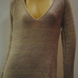 ELLIATT - Chunky Knit V Neck, Pale Pink with Gold Thread - M DSC_4131