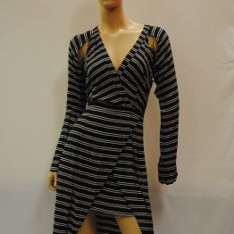 MAY THE LABEL - Jersey Midi Dress, Black with White Stripes - S10 DSC_3941