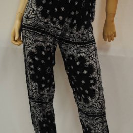 LILLYA - POppy Pants, Scarf Print, Navy White Knit - M DSC_4079