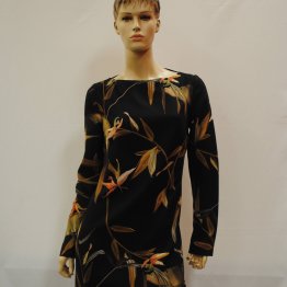 SHONA JOY - Lucid State Shift Dress, LS Backless, Black, Olive Floral Print - S12 DSC_4004 (1)-min