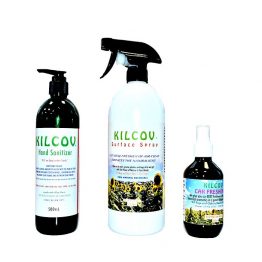 Kilcov THREE-PACK Surface Spray, Hand Sanitiser and Car Freshener – ALL with 100% NATURAL Botanicals